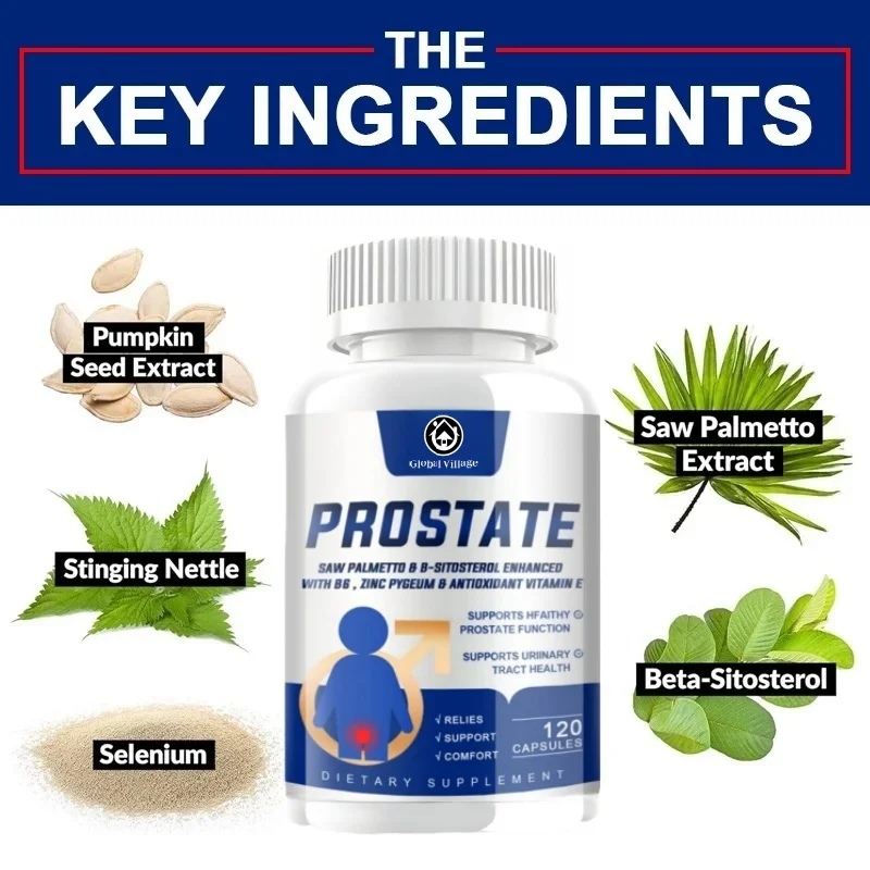Saw Palmetto Supplement for Men 120 Capsules Prostate & Urinary Tract Support DHT Blocker for Hair Growth NonGMO