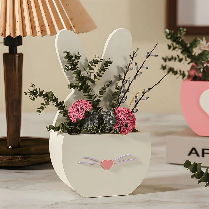 Easter Bunny Egg Flower Pot Silicone Mold Cute Rabbit Basket Resin Mold Home Decoration DIY Vase Making Plaster Casting Molds