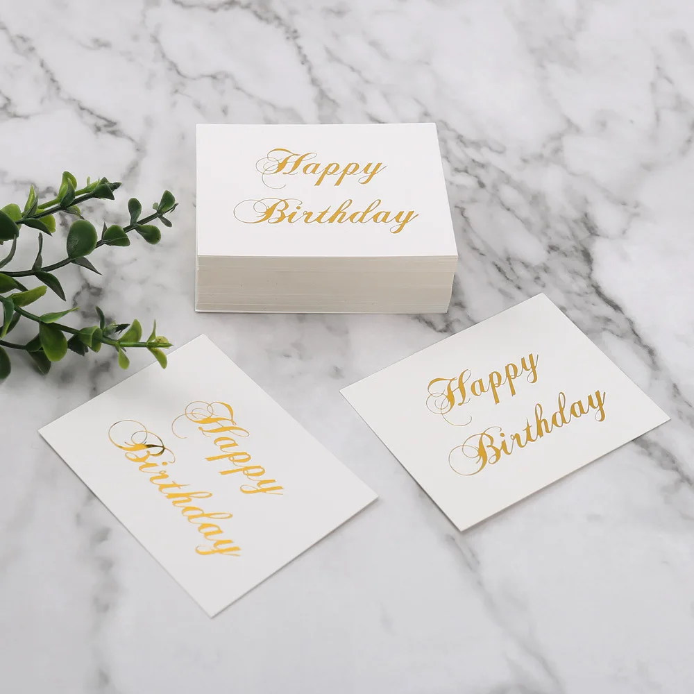 50pcs White Thank You Card Happy Birthday Gift Cards Wedding Baby Shower Christmas Packaging Decorations Festive Party Supplies