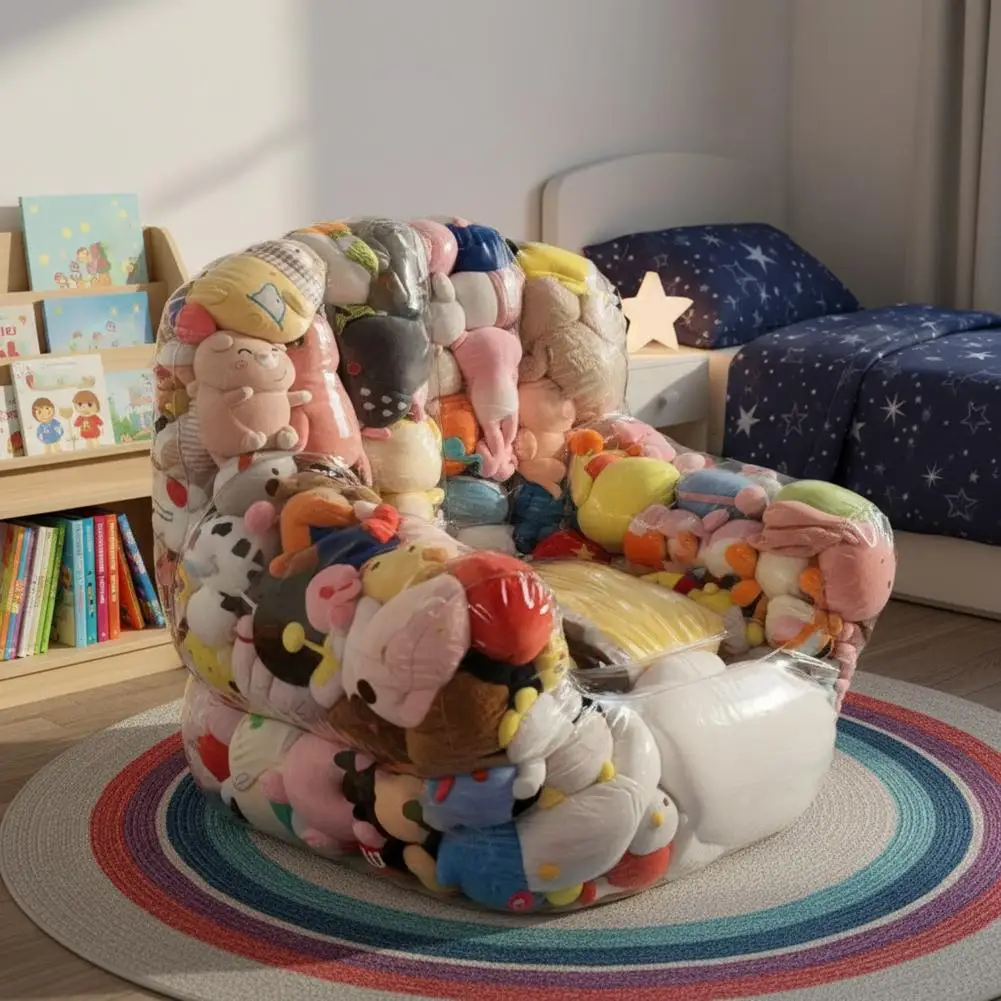 2026 Trending Stuffed Animal Storage Chair - Oversized Clear Bean Bag, Waterproof Stuffed Animal Chair For Playroom/Bedroom - 4