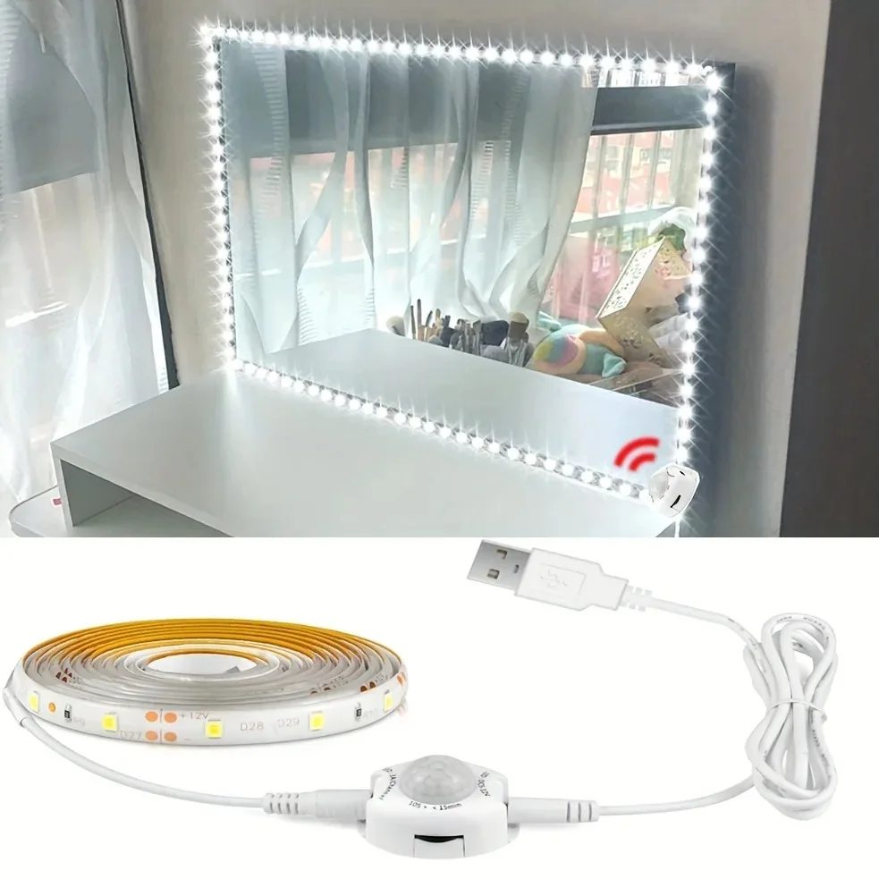 

5M PIR 5V DC USB Motion Sensor Cabinet Backlight Bedroom Kitchen LED Strip ON OFF Sensor Light diode lights Double-sided tape
