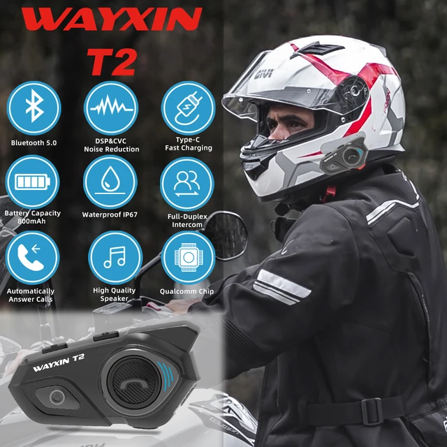 Intercom Moto Bluetooth, IP67 Étanche Casque Bluetooth Full Duplex