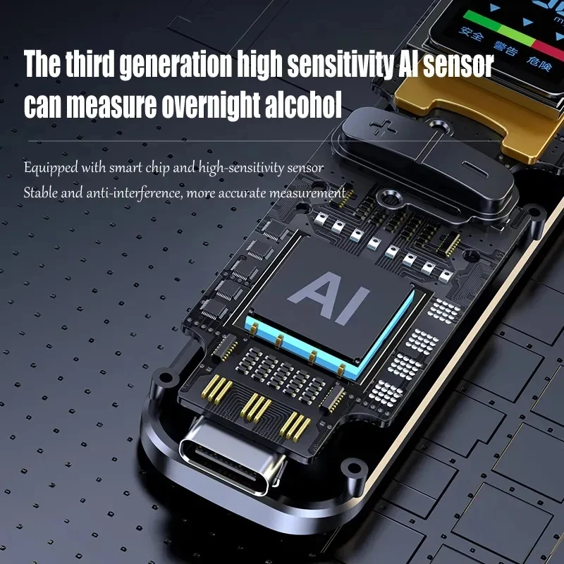 Car Breathalyzer Digital Wine Breath Tester Alcohol Tester Rechargeable Alcohol Detector Color Screen Professional