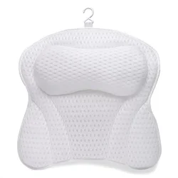 Luxurious Comfort Spa Bath Pillow with Strong Suction Cups for Neck & Back Support (WHITE)
