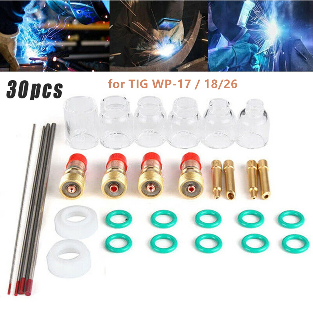 31Pcs/kit TIG Welding Torch Stubby Gas Lens #12 Pyrex Glass Cup For WP-17 18 26