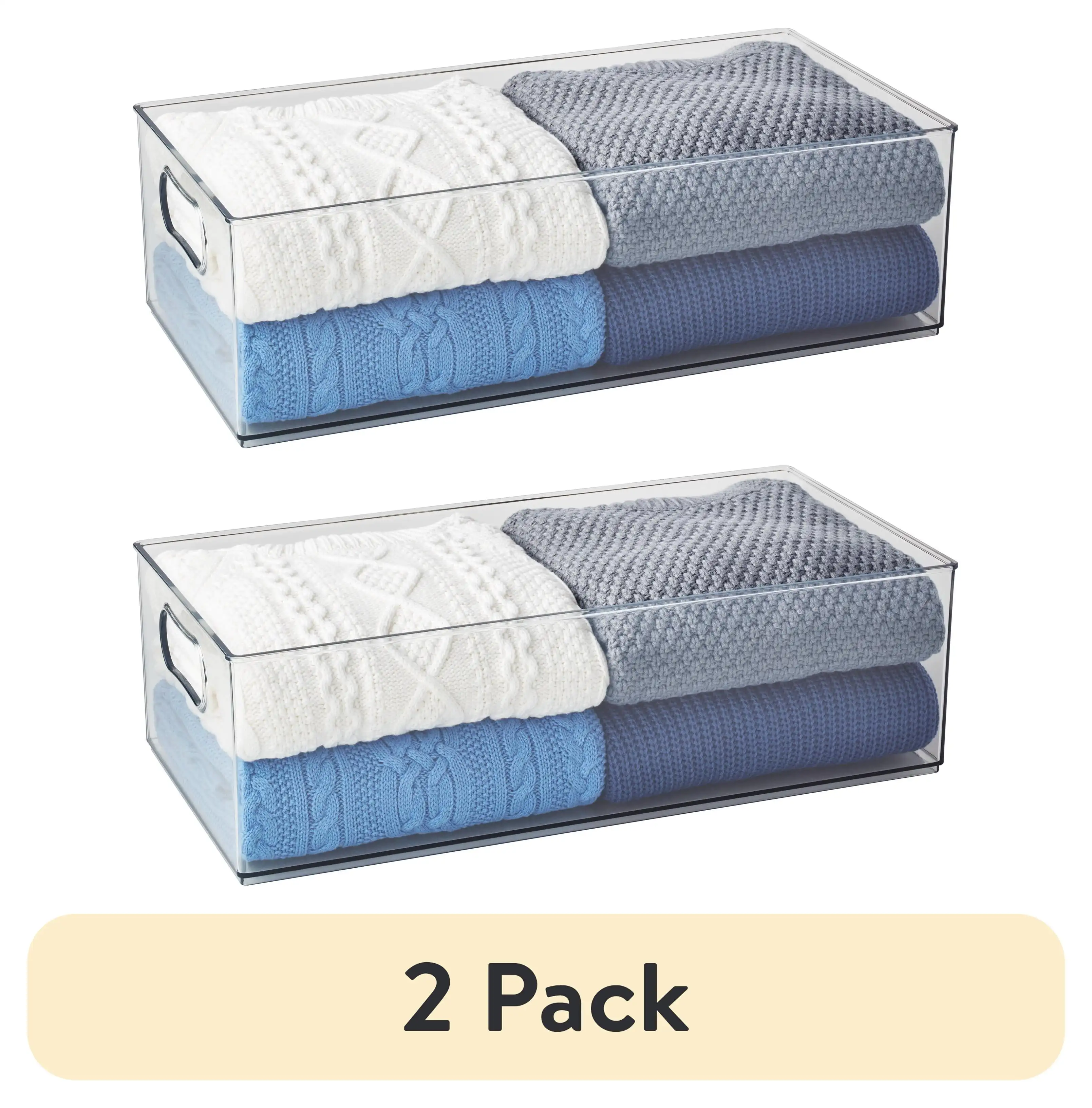

(2 pack) The Home Edit Clear Plastic XL Storage Bins, Set of 2