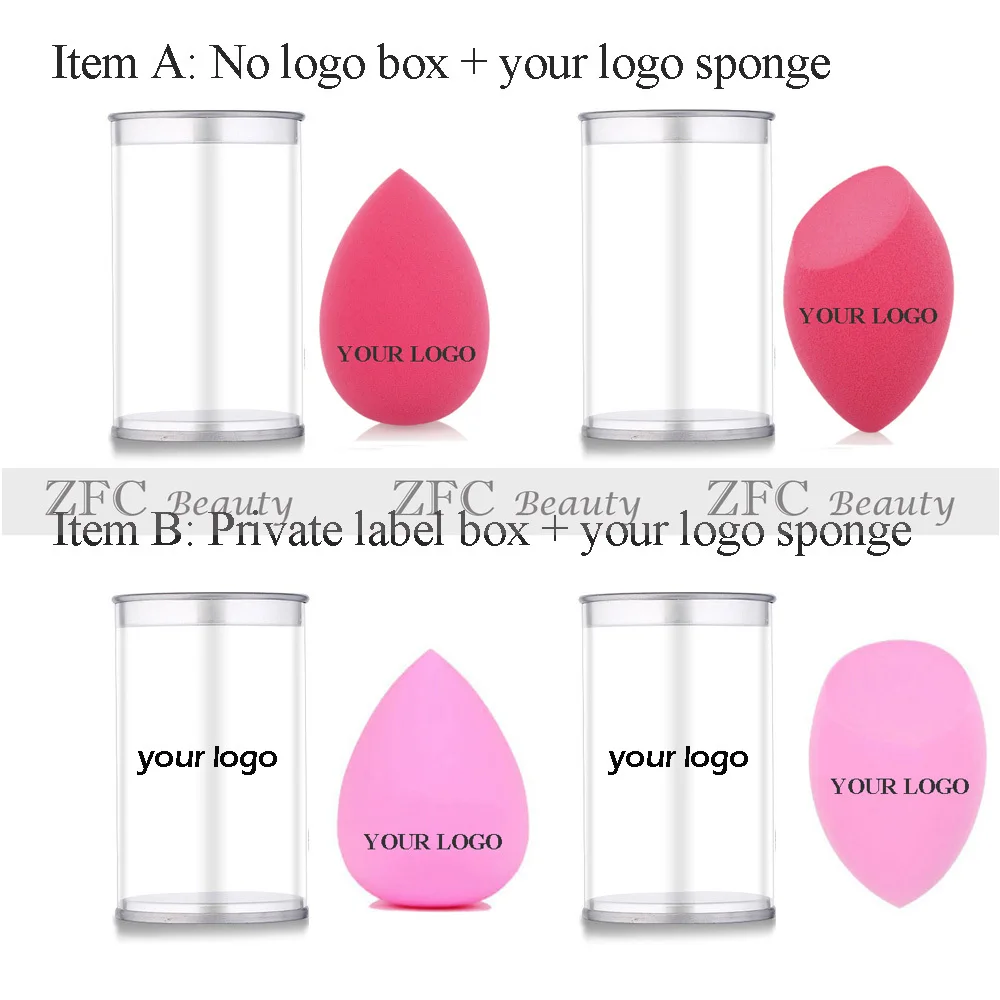 

60pcs Customize Your LOGO Makeup Sponge with Box OEM Beauti Blender Cosmetic Puff Foundation Cream Make Up Blender ODM Wholesale