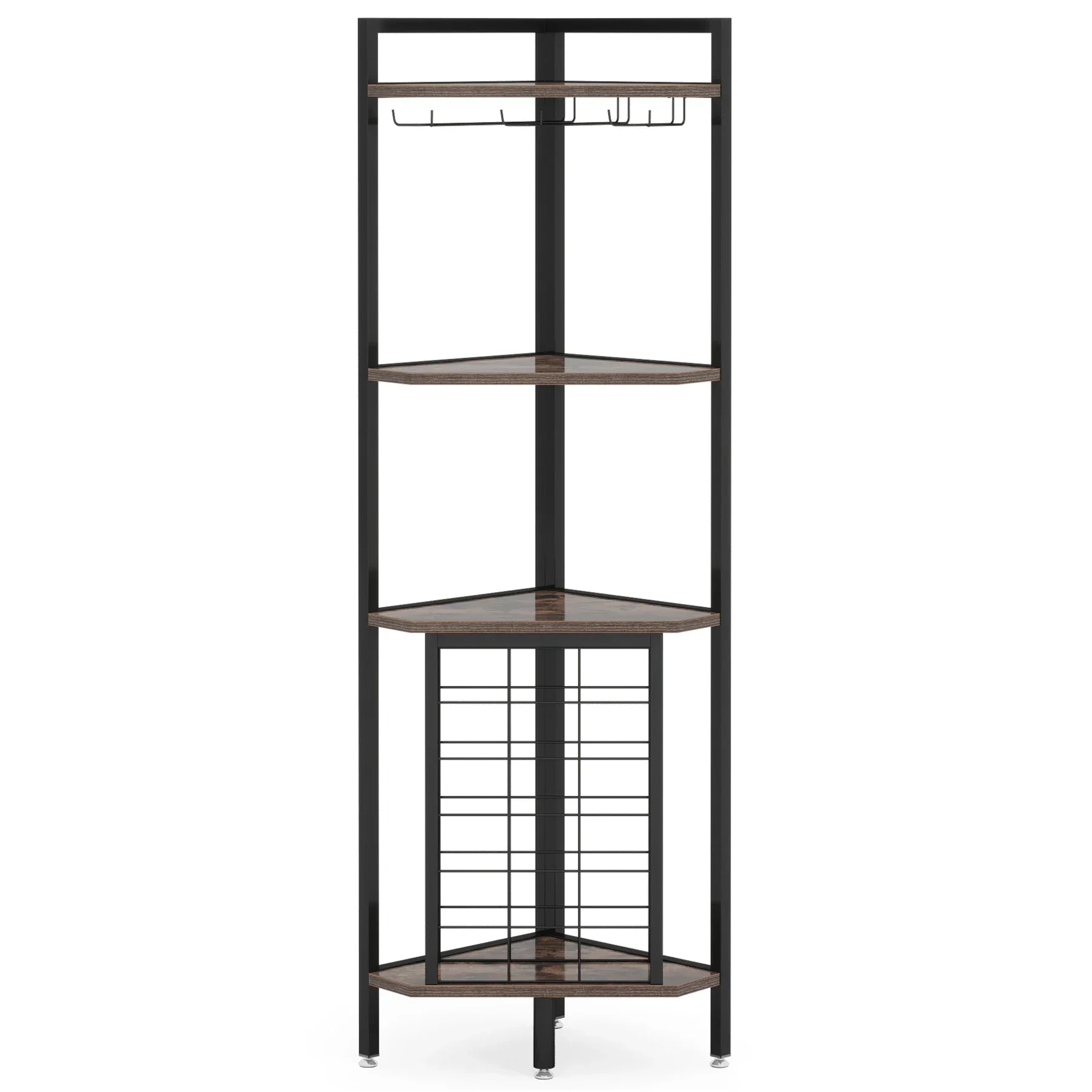 Tribesigns Wine Rack Bar Cabinet 4 Tier Corner Shelf with Glass Holder
