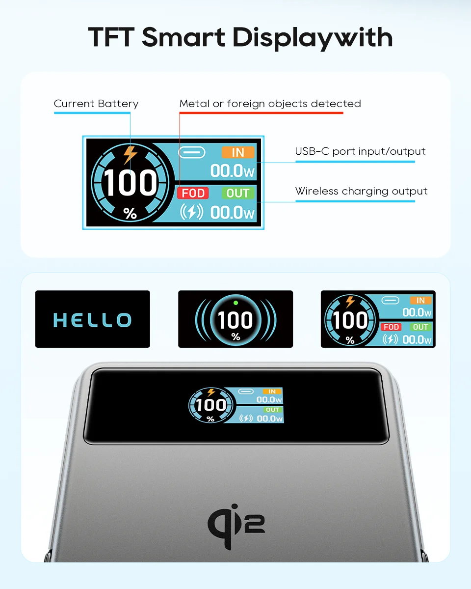 Kuulaa Qi2 Magnetic Power Bank 10000mAh Stand PD 20W
