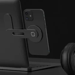 Magnetic Foldable Laptop Phone Holder - Slim Design (Black)