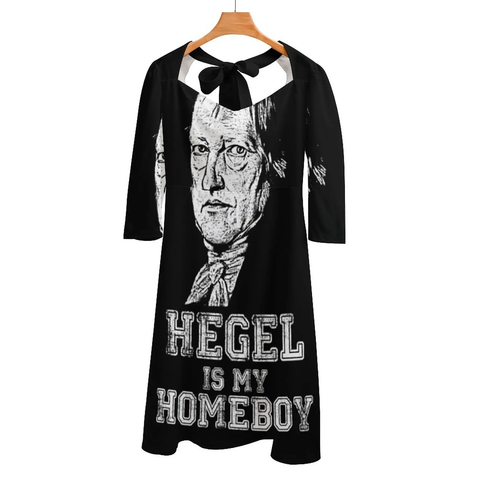 Hegel Is My Homegboy Back Lacing Backless Dress Square Neck Dress Fashion Design Large Size Abito Allentato Absolute Idealism