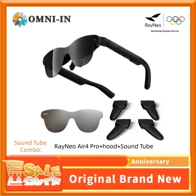RayNeo Air 4 Pro smart AR glasses, 1200 Nits brightness,135-inch HD viewing,  4 speakers, immersive audio, HDR10
