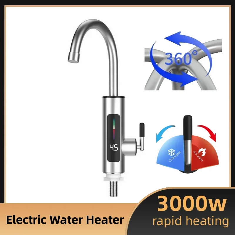 HOMEFISH 3000W 220V Electric Kitchen Water Heater Tap Instant Hot stainless steel Water Faucet Heater Cold Heating Faucet 1