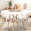 Cute Easter Themed Grey Rabbit Tablecloth - 1pc Spring Floral Print with Embossed Edge, Spring Outdoor Garden 3