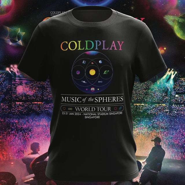美品 COLDPLAY MUSIC OF THE SPHERESライブ Tシャツ Coldplay Music of the Spheres Tour 2023 Black T-Shirt Gift