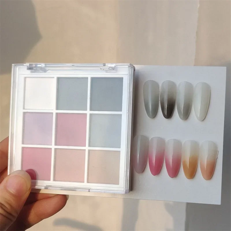 9Colors Solid Patting Nail Powders UV Polish Decoration Shimmer Fine Glitter Gradient Matte Pat Pat Manicure Polish Deco Powder