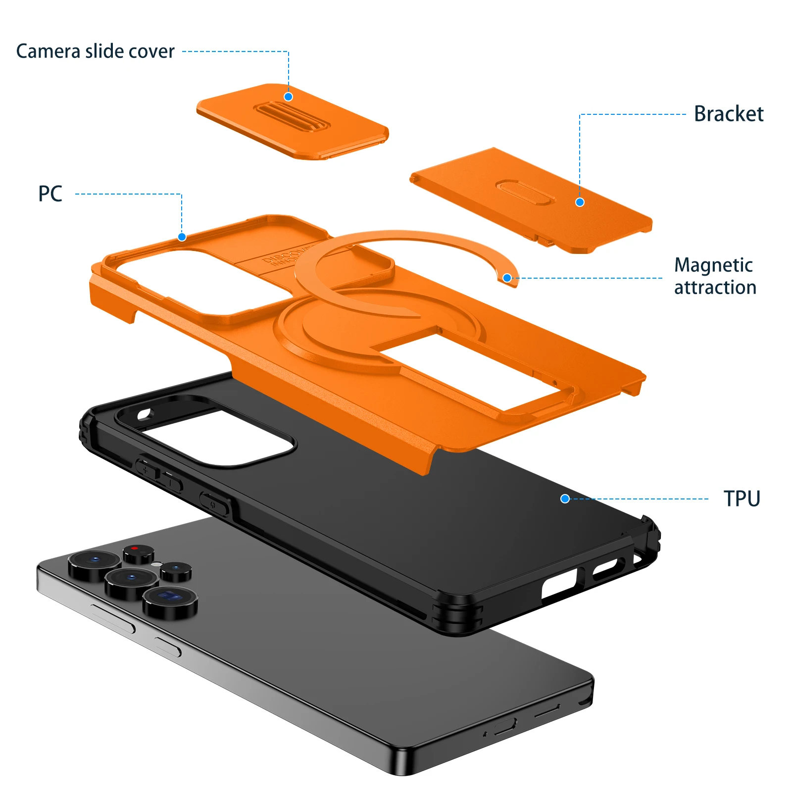 Luxury Magnetic Phone Case with Slide Camera Protection and Armor Cover
