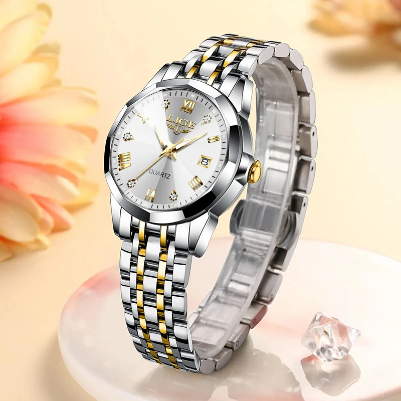 LIGE New Fashion Watch for Women Creative Steel Waterproof Women's Watches Elegant Original Luxury Ladies Quartz Wristwatch