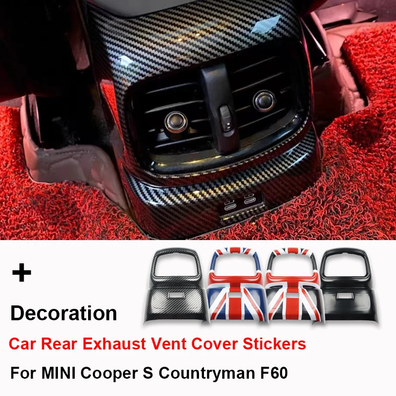 

Carbon Fiber Pattern Car Interior Rear Back Air Vent Outlet Cover Stickers For MINI Cooper S JCW Countryman F60 Grey Union Jack