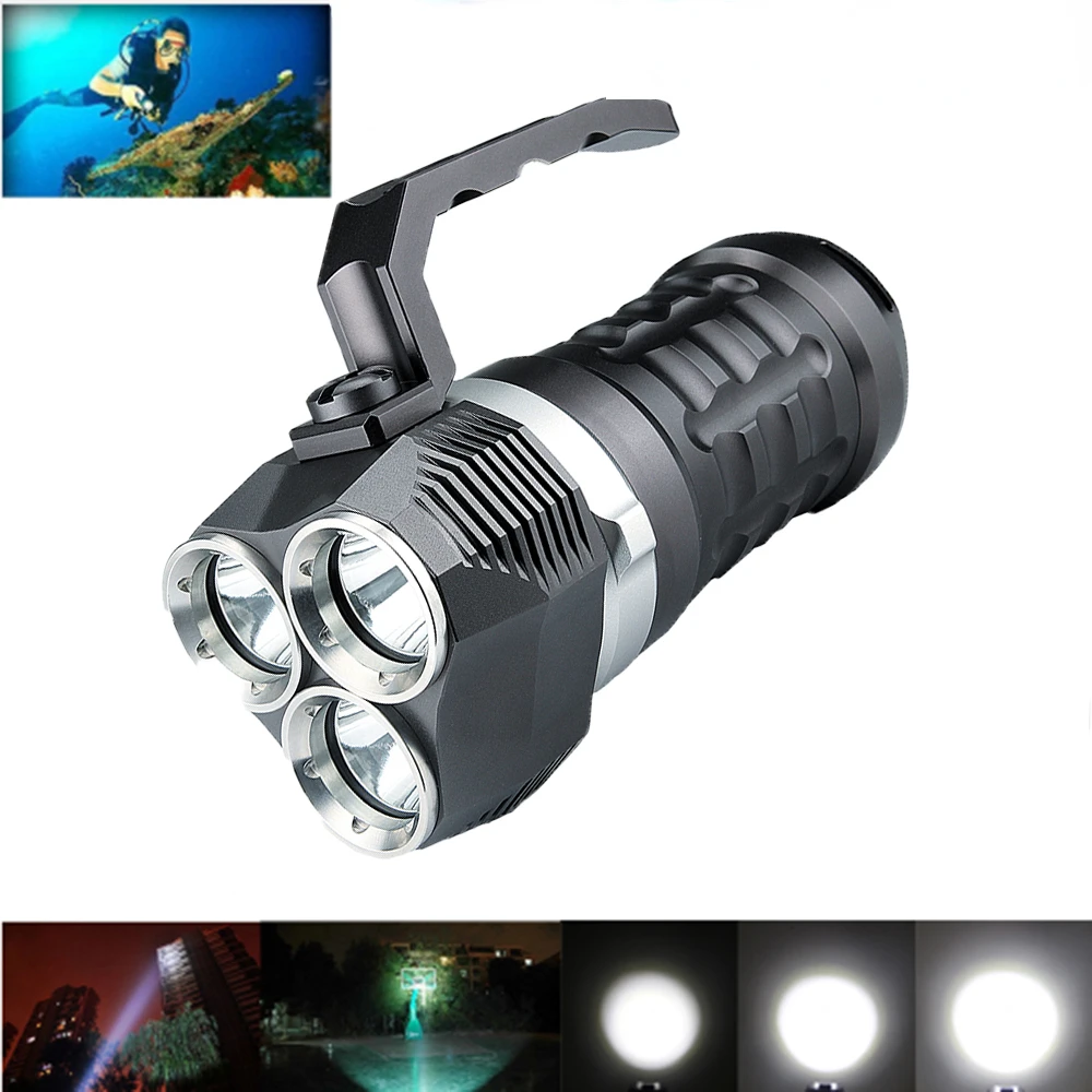 

Профессиональный фонарик для дайвинга UniqueFire DT5, 10000 люмен, суперъяркий, 3 светодиодный, перезаряжаемый, яркий, белый