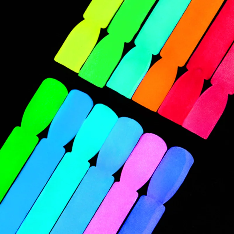 MEET ACROSS 6Pcs/Set Glow In Dark Fluorescent Gel Nail Polish Luminous Soak Off UV Gel LED Nail Art Varnish Manicure Kit 6