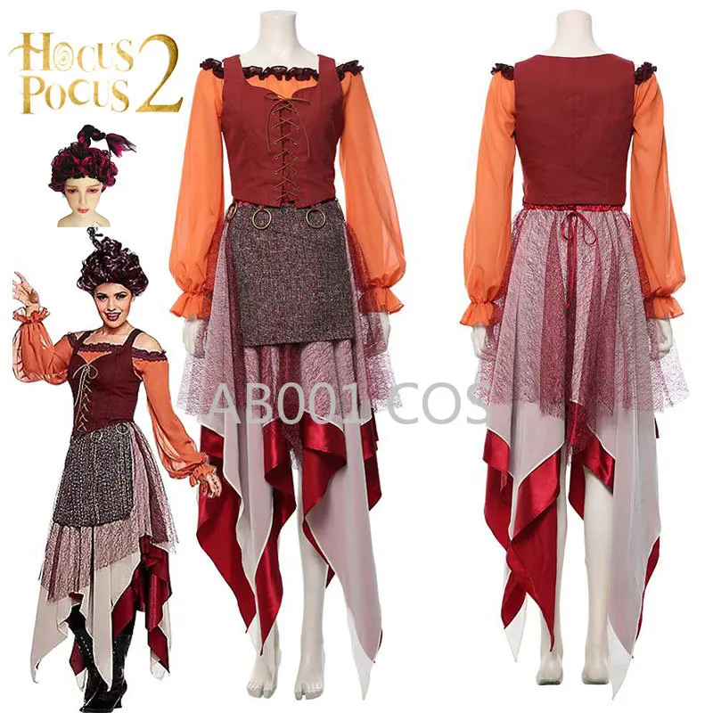 New Hocus Pocus 2 Mary Sanderson Cosplay Costume Parrucca Adulto Vestito Vestiti Di Carnevale Di Halloween