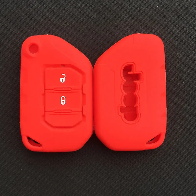 Silicone Rubber Car Key Protect Shell Cover Case for Jeep Wrangler JL JLU Flip 2-button key
