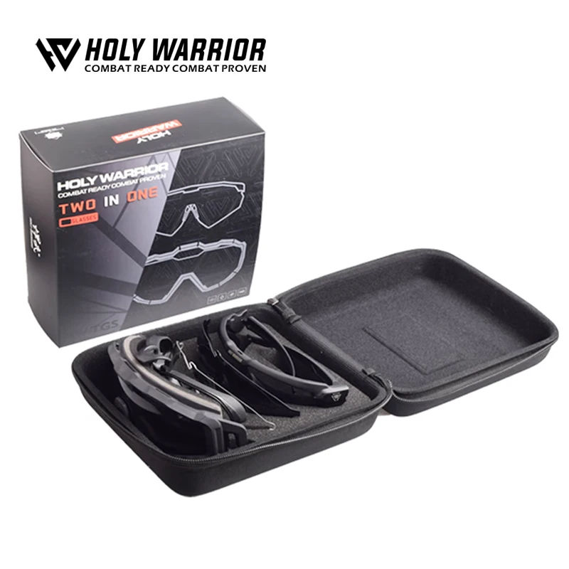 Shooting Goggles Holy Warrior Goggles Ballistic Glasses 3pcs of Lens Tactical Airsoft Hunting Air Gun Shooting Outdoor Set Combination EHY