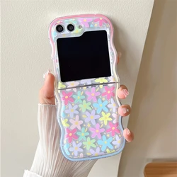 Charming Floral Cartoon Phone Case - Colorful Transparent Wavy Design Luxury Cover - ZFlip5 (Colorful Flower)