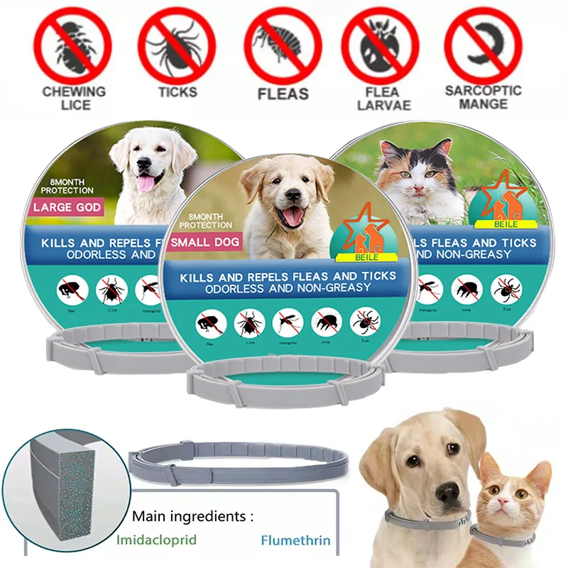 Dog Anti Flea And Ticks Cats Collar Pet 8Month Protection Retractable Pet Collars For Puppy Cat