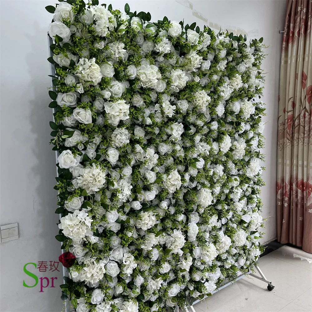 SPR  Flowerwall Backdrop Silk Fabric Curtain Cloth Floral 3D Roll Up Flower Wall for Wedding Birthday Party Carnival Photo Backg