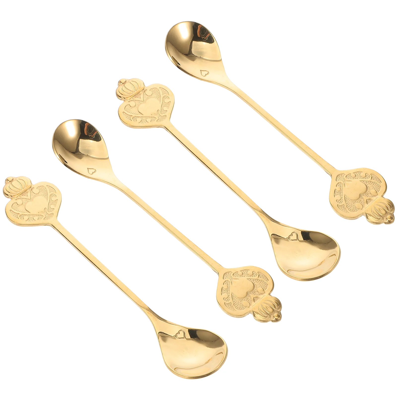 4 Pcs Vintage Crown Spoon Small Coffee Spoons Decorative Dessert for Cafe Tableware