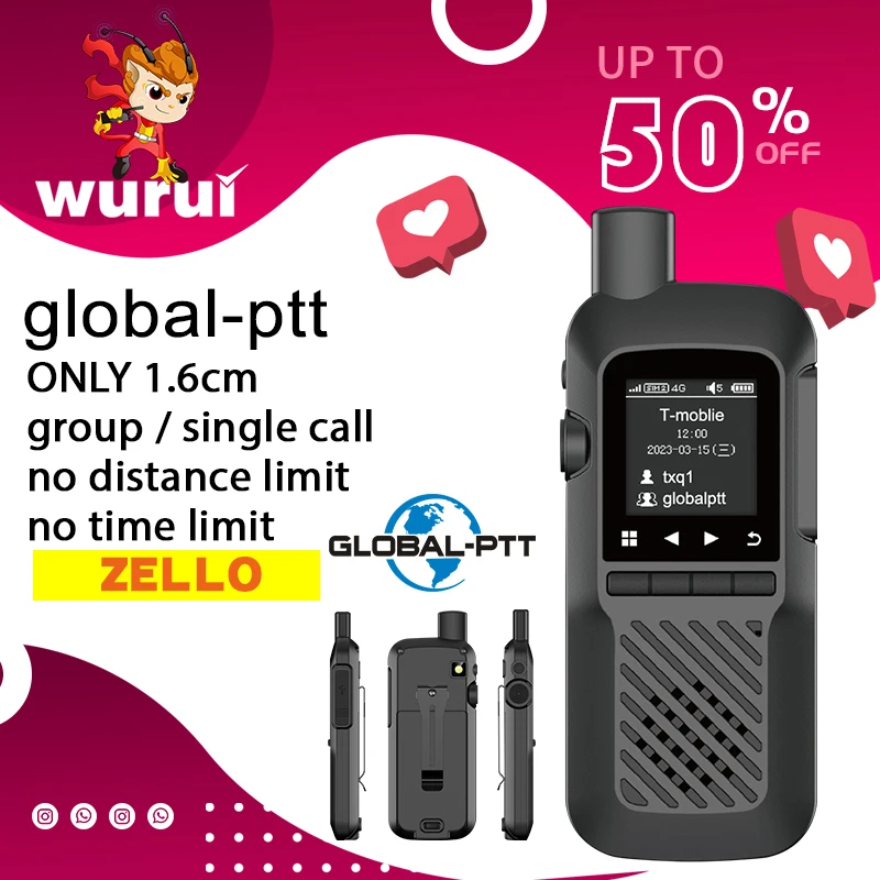 

Wurui U1 4G global-ptt walkie talkie radio POC mini radio commutator портативная sim lte большой диапазон Мобильный Интернет-машина для отелей