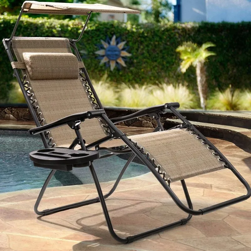 

Lacoo Zero Gravity Chair Outdoor Folding Recliner Lounge Chair Seating Capacity for 1 with Attachable Sunshade Canopy and Holder