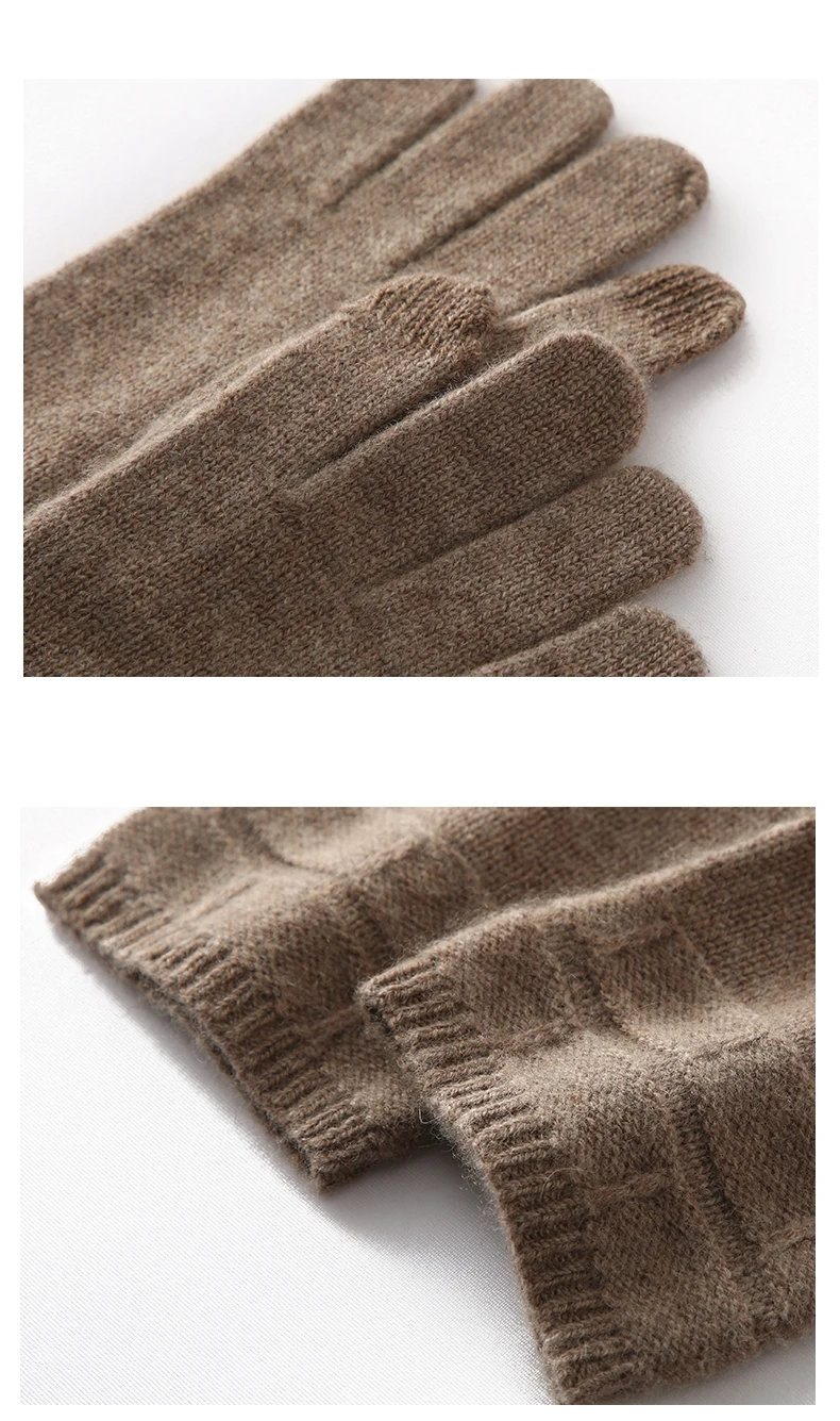 2025 Herbst Winter Neue 100 % Kaschmir Männer und Frauen Handschuhe Warme Winddicht Kalt-proof Finger Handschuhe Touchscreen Gestrickte Handschuhe – Detail 15