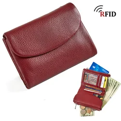 Women's RFID - Blocking Top - Grain Cowhide Wallet - Fashionable, Collapsible, and Spacious (Bordeaux Red(RFIDThe)