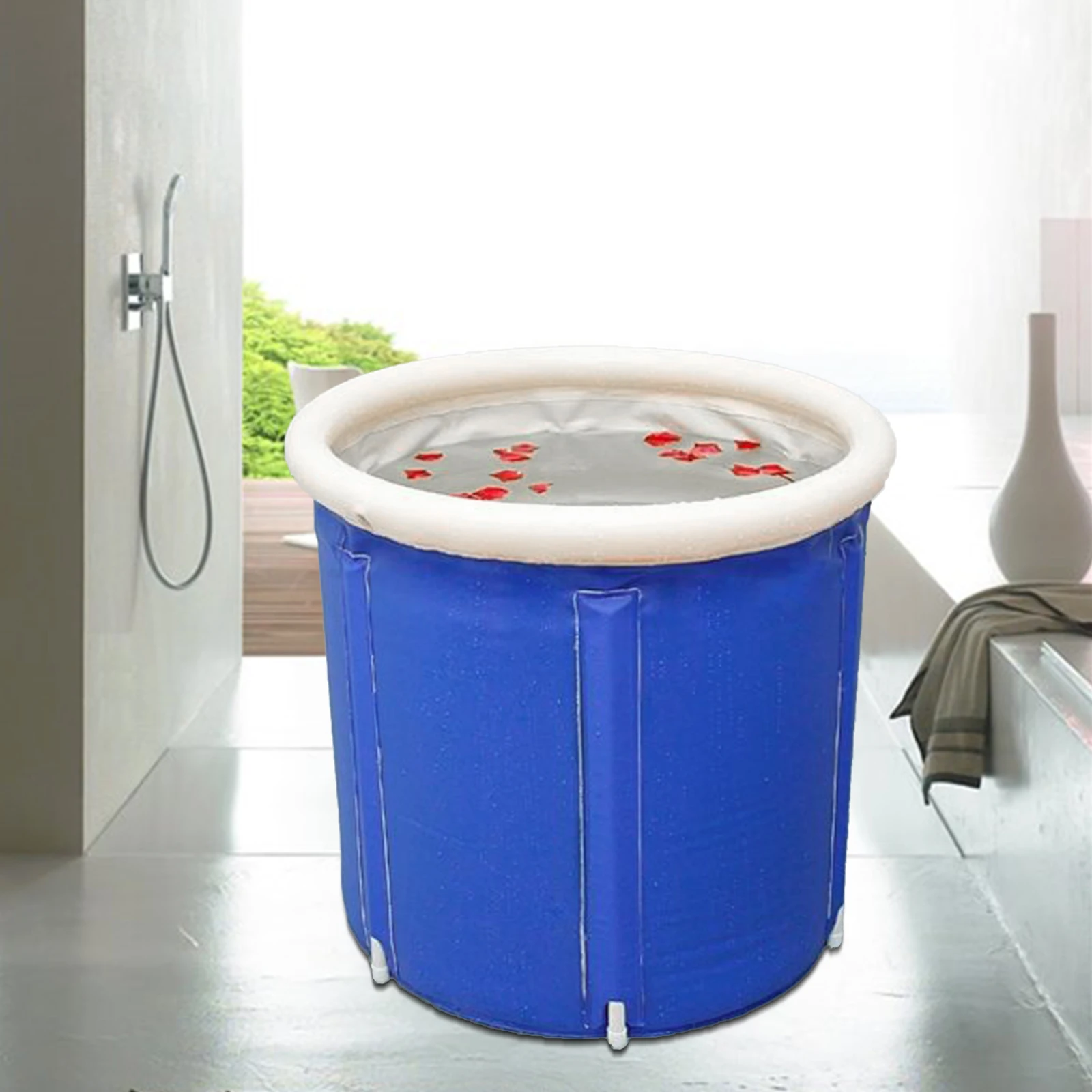 68 * 63cm Thick Blue Foldable Inflatable Bathtub (With Lid And Seat Cushion)