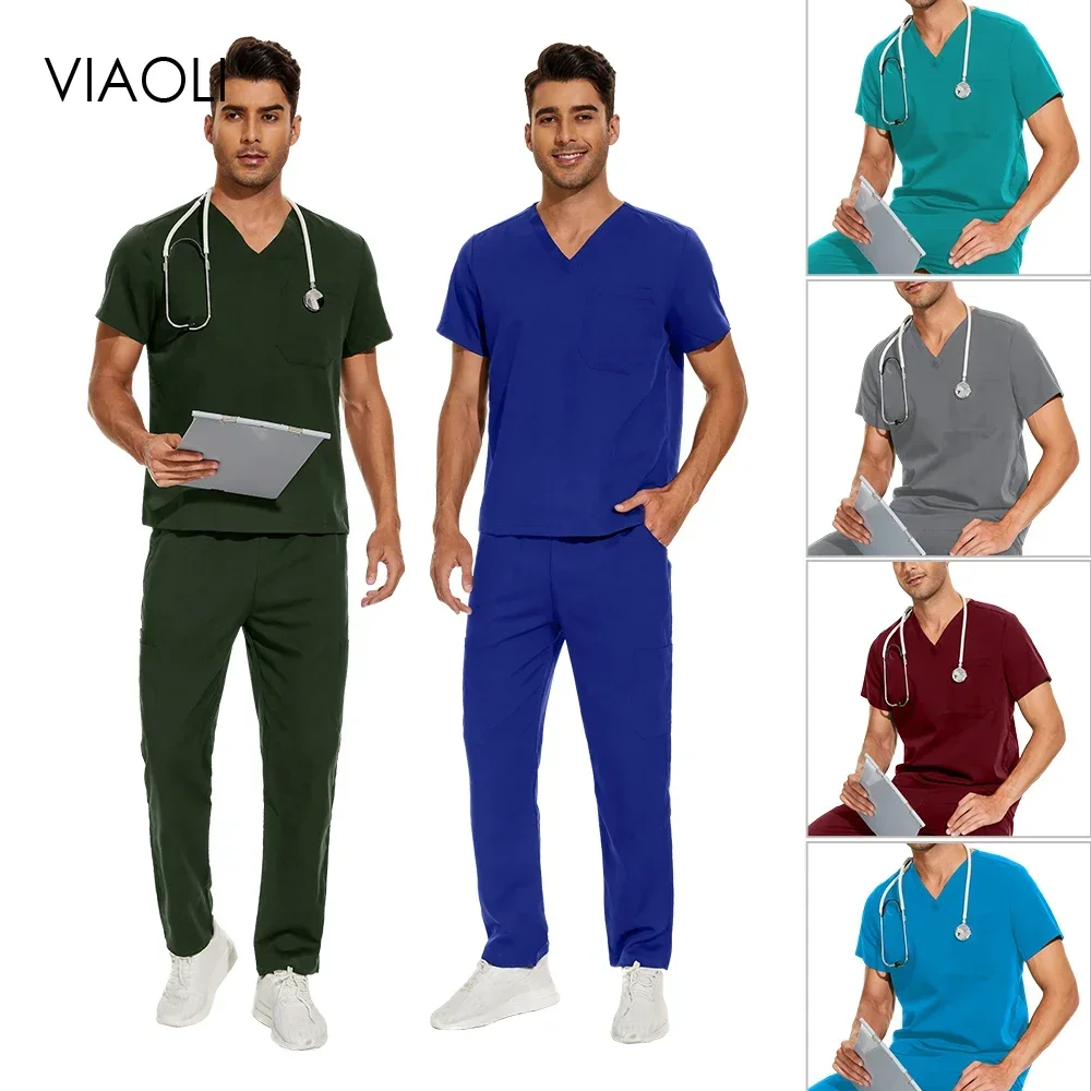 

Nurse Accessories Medical Uniforms Women Stretch Breathable Surgical Gown Veterinary Dental Clinic Nursing Work Wear Mens Scrubs