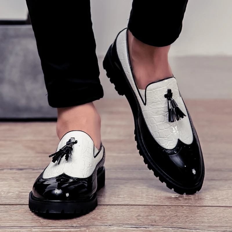 Men's Fashion Trends Social Office Shoes Breathable Leather Loafers High Quality Flats Male Walking Shoes Slip-on Tassel Loafers leather shoes