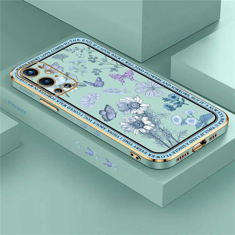 Luxurious Silicone Case with Plated Floral Design