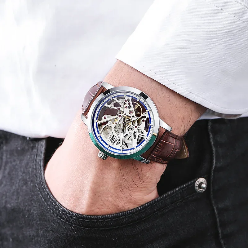Man Tourbillon Automatic Mechanical Watch All-hollow Glow in The Dark Waterproof Watch Men Business Automatic Sports