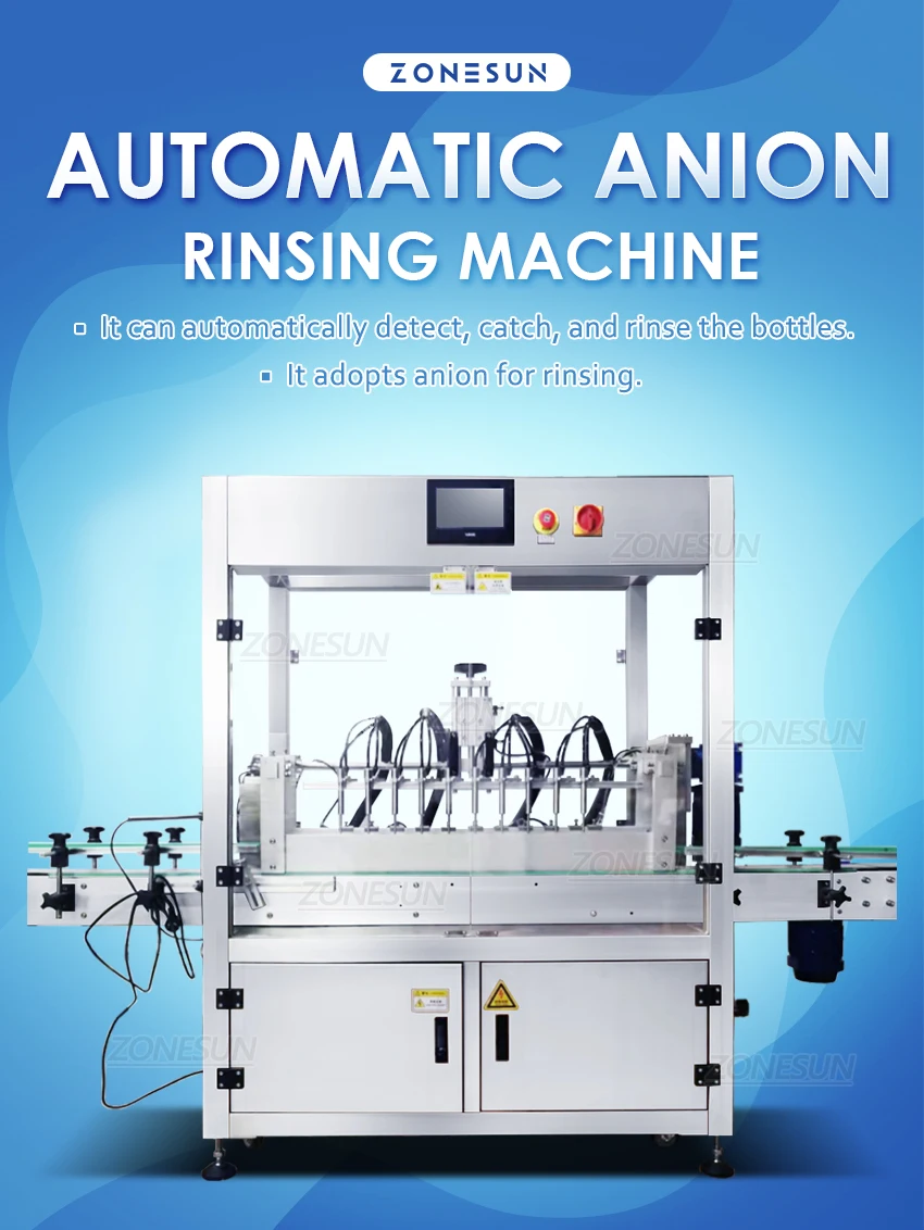 ZONESUN ZS-XPJ8 Автоматическая машина для ополаскивания анионов 8-головочная мойка Вода высокого давления для ополаскивания бутылок Очистка массового производства