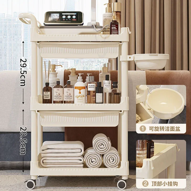 Multi Layer Storage Trolley Cosmetics Trolley Portable Aesthetics Esthetician Organizer Cart With Wheels Beauty Room Wagon Salon Moving Carrinho Bar