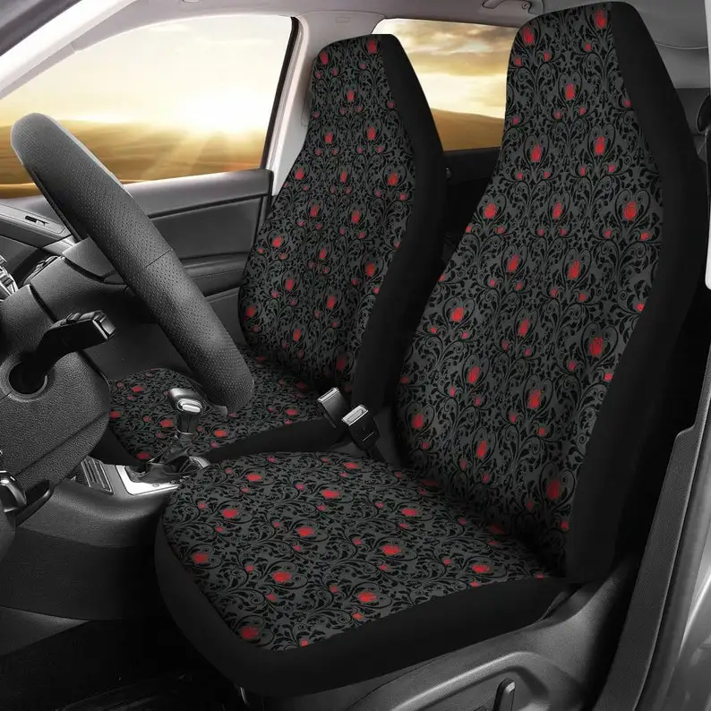 

Gothic Style Red Rose Pattern Seat Covers Car SUV Goth Universal Fit Bucket Seat Covers
