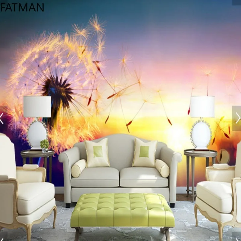 Современные Настенные 3D-обои FATMAN на заказ романтический Закат Одуванчик фоновая