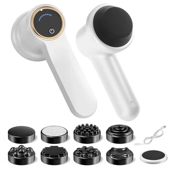 Wireless Cellulite Massager Portable With 8 Attachments Handheld Body Shaping Device For Shoulders/Waist/Abdomen/Arms/Legs