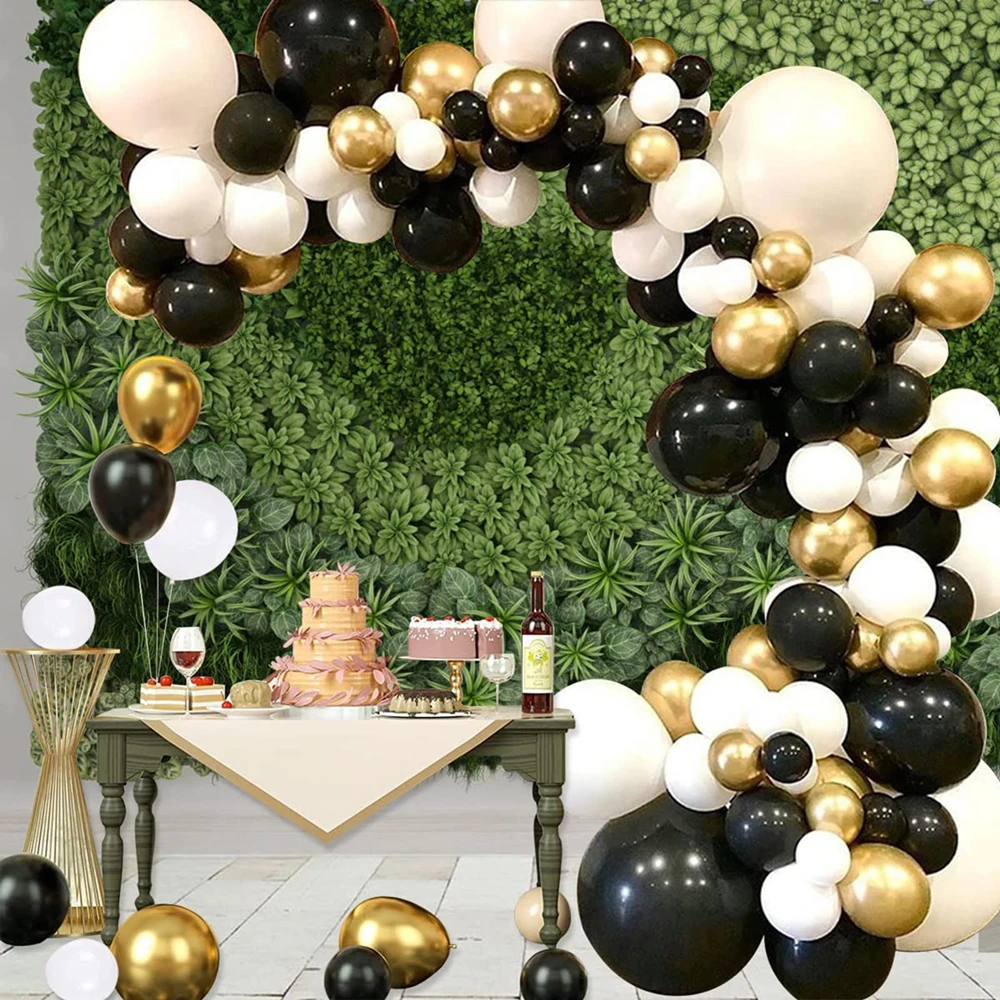 

112Pcs Different Sizes Black White Gold Latex Balloons Garland Arch Kit for Graduation Baby Shower Wedding Party Decorations