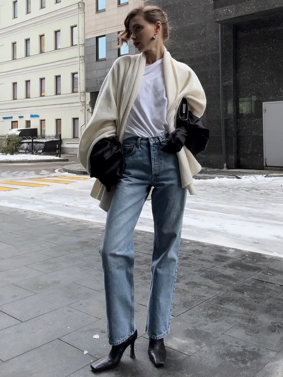 Bornladies Women's Retro High Waist Straight Leg Jeans Cotton Ankle Length Jeans Easy Match Casual Daily Fashion Pants