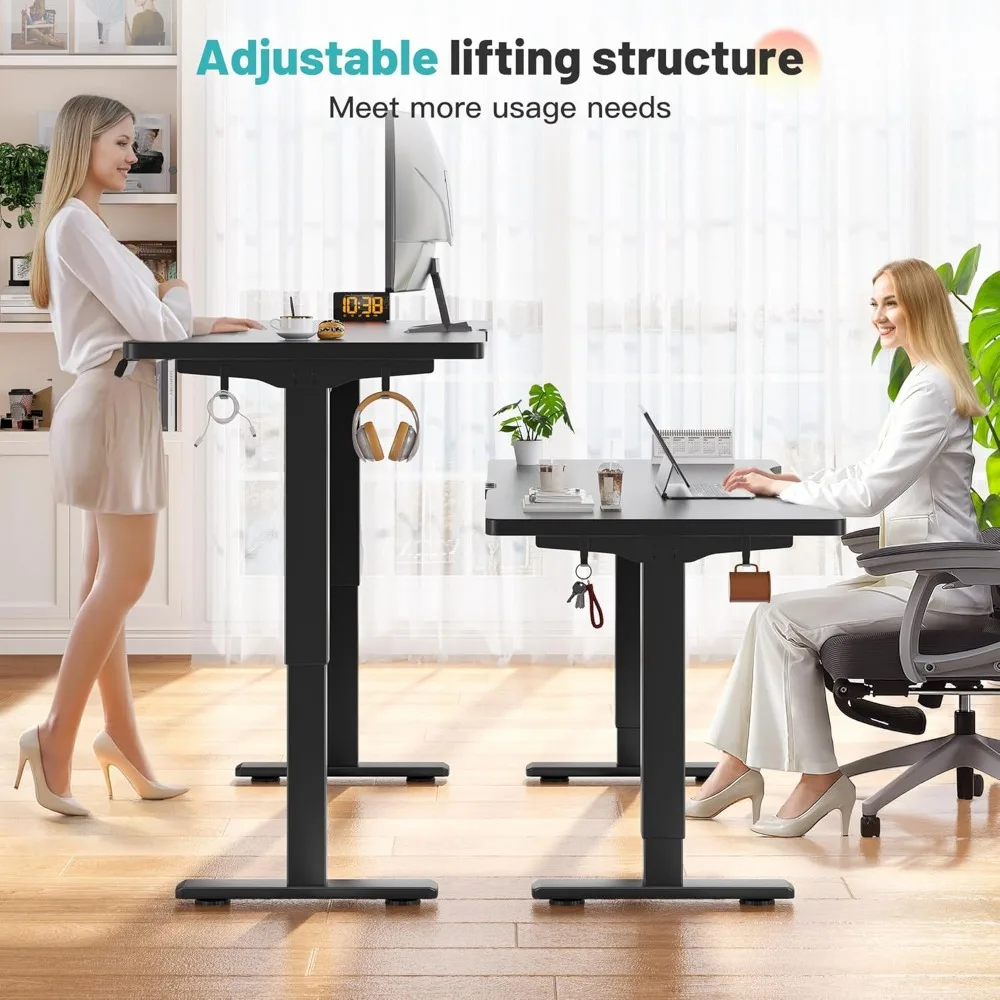 Standing Desk with LED,Electric Computer Desk,48 x 24 Inch Adjustable Desks Height with 3 Memory Preset,Sit Stand Up Desks 4
