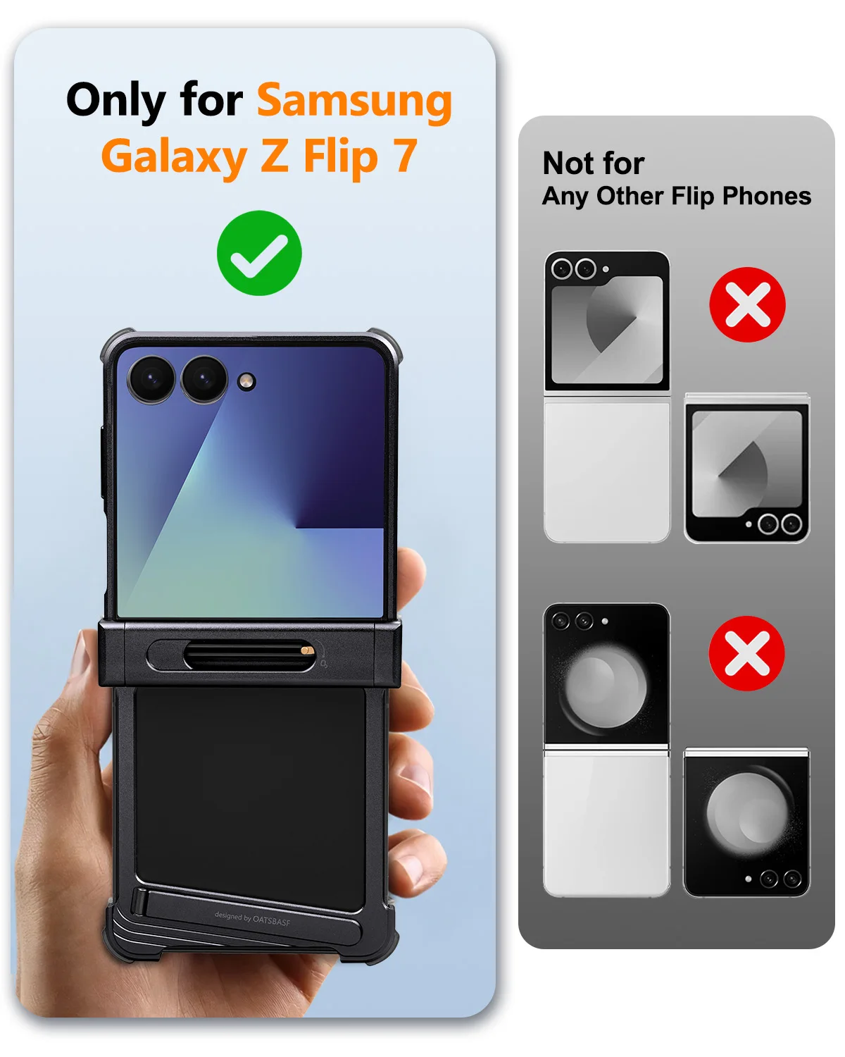 Eary Magnetic Phone Case for Samsung Galaxy Z Flip 7 With Adjustable Hidden Stand Military-Grade Shockproof Protection 7 Cover